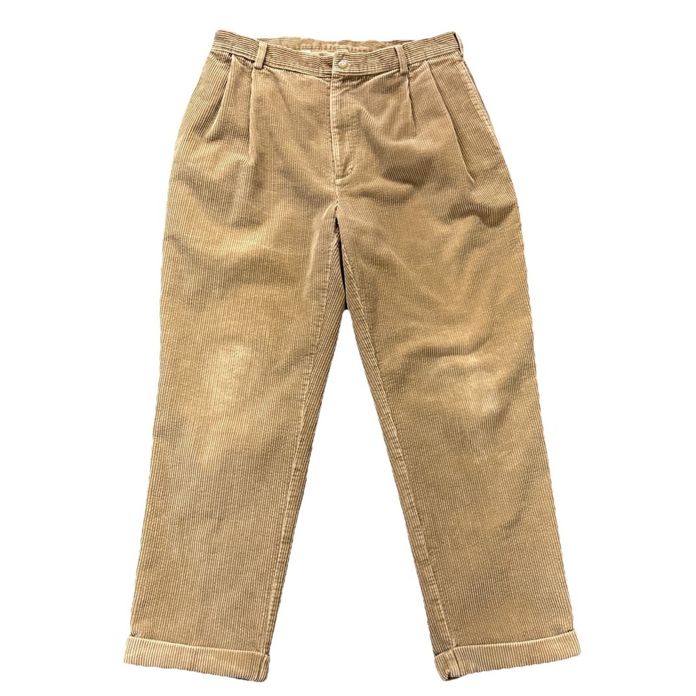 Jos A Bank Corduroy pants Mens 36x30 Pleated Cuffed Beige Preppy‎ Office Work